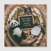 Boho Neutrale Panda Zwangerschapsaankondiging  (Voorkant)