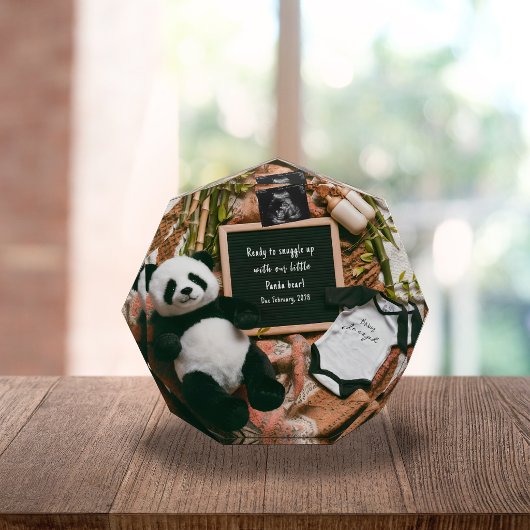 Boho neutrale panda zwangerschapsaankondiging aand fotoblokken