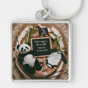 Boho neutrale panda zwangerschapsaankondiging cade sleutelhanger