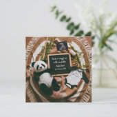 Boho Neutrale Panda Zwangerschapsaankondiging kaar Kaart (Staand voorkant)