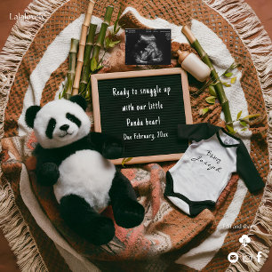 Boho Neutrale Panda Zwangerschapsaankondigingskaar Feestdagenkaart