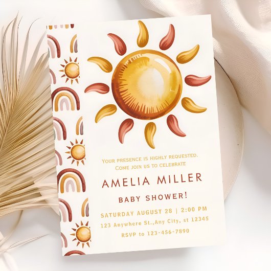 Boho Neutrale Regenboog Babyfeestje Kaart