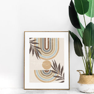 Boho neutrale regenboog blad abstracte wandkunst p poster