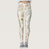 Boho Neutrale Regenboog Leggings Aardse Botanische (Voorkant)