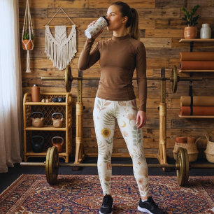 Boho Neutrale Regenboog Leggings Aardse Botanische