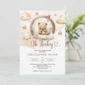 Boho neutrale roestige bruine slapende teddybeer kaart (Staand voorkant)