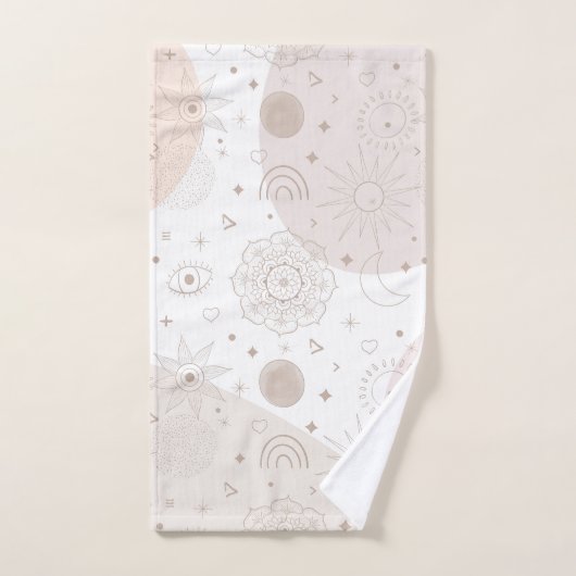 Boho Neutrale Ruimtedoedels Aesthetisch design Bad Handdoek (Handdoek)