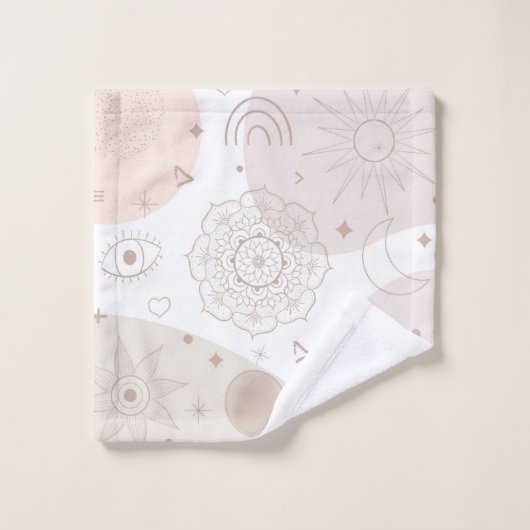 Boho Neutrale Ruimtedoedels Aesthetisch design Bad Handdoek (Wasdoekje)