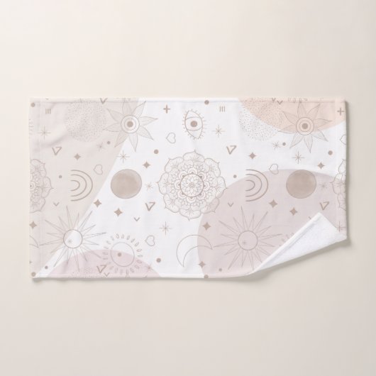 Boho Neutrale Ruimtedoedels Aesthetisch design Bad Handdoek (Handdoek)