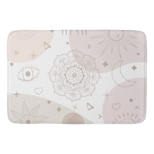 Boho Neutrale Ruimtedoedels Aesthetisch design Badmat (Voorkant)