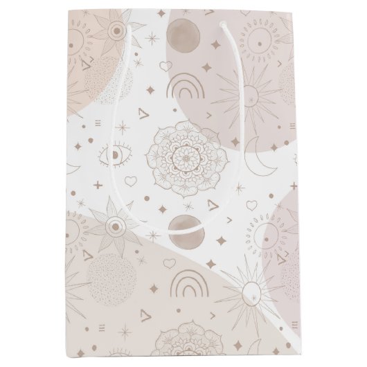 Boho Neutrale Ruimtedoedels Aesthetisch design Medium Cadeauzakje (Voorkant)