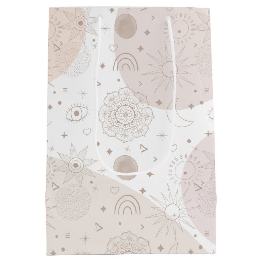 Boho Neutrale Ruimtedoedels Aesthetisch design Medium Cadeauzakje (Achterkant)