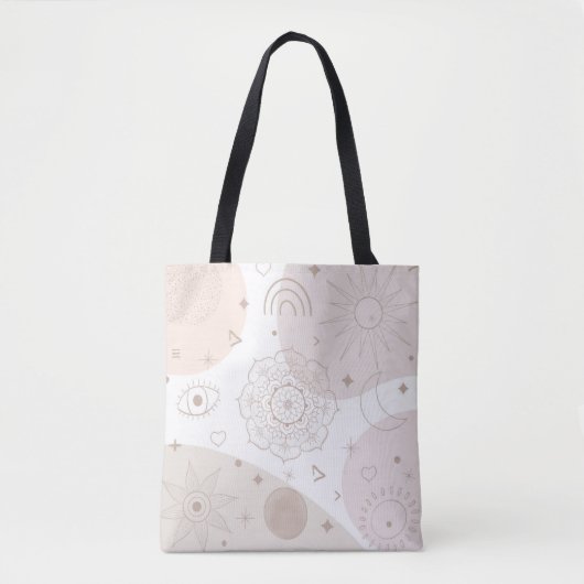 Boho Neutrale Ruimtedoedels Aesthetisch design Tote Bag (Voorkant)