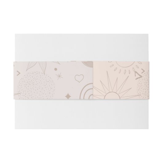 Boho Neutrale Ruimtedoedels Aesthetisch design Uitnodigingen Wikkel (Achterkant Voorbeeld)