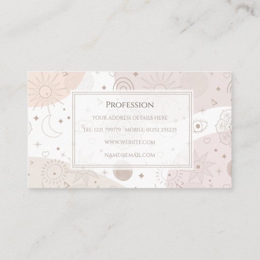 Boho Neutrale Ruimtedoedels Aesthetisch design Visitekaartje (Achterkant)