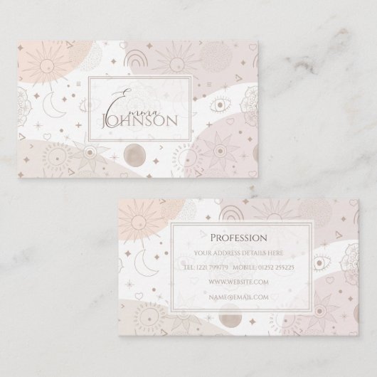 Boho Neutrale Ruimtedoedels Aesthetisch design Visitekaartje (Voorkant / Achterkant)