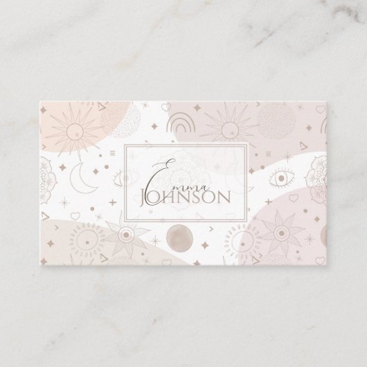 Boho Neutrale Ruimtedoedels Aesthetisch design Visitekaartje (Voorkant)