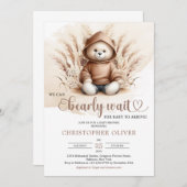 Boho Neutrale teddybeer sweatshirt pampas gras Kaart (Voorkant / Achterkant)