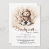 Boho Neutrale teddybeer sweatshirt pampas gras Kaart (Voorkant / Achterkant)