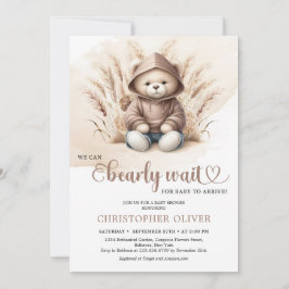 Boho Neutrale teddybeer sweatshirt pampas gras Kaart