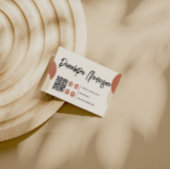 Boho Neutrale Terracotta Moderne QR Code Trendy Visitekaartje