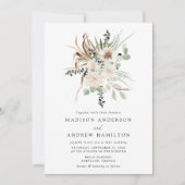 Boho Neutrale Tropische Bloemen Bruiloft Kaart (Voorkant)