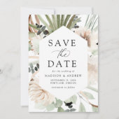Boho Neutrale tropische bloemen Save The Date (Voorkant)