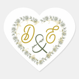 Boho neutrale trouwmonogram hart sticker