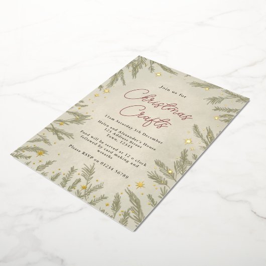 Boho-neutrale uitnodiging tot Folie voor kerstcade (Gedraaid)