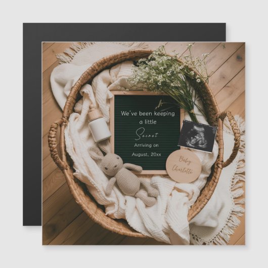 Boho Neutrale Ultrasound Zwangerschapsaankondiging (Voorkant / Achterkant)
