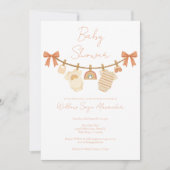 Boho Neutrale Waslijn Baby Shower Kaart (Voorkant)