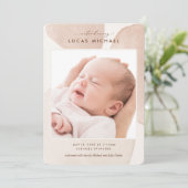 Boho Neutrale Waterverf Elegant Fotoaankondiging Kaart (Staand voorkant)