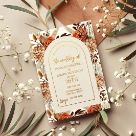 Boho Neutrale Waterverf Pampas Wedding Folie Uitnodiging