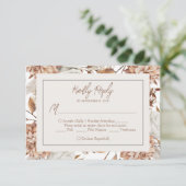 Boho Neutrale Waterverf Pampas Wedding RSVP Kaart (Staand voorkant)