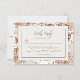 Boho Neutrale Waterverf Pampas Wedding RSVP Kaart