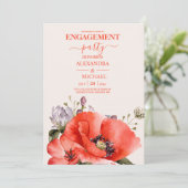 Boho Neutrale Waterverf Poppies Verloving Kaart (Staand voorkant)