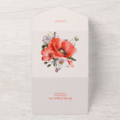 Boho Neutrale Waterverf Poppies Wedding All In One Uitnodiging (Buitenkant)