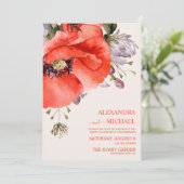 Boho Neutrale Waterverf Poppies Wedding Kaart (Staand voorkant)