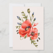 Boho Neutrale Waterverf Poppies Wedding Kaart (Achterkant)