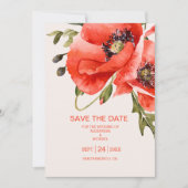 Boho Neutrale Waterverf Poppies Wedding Save The Date (Voorkant)