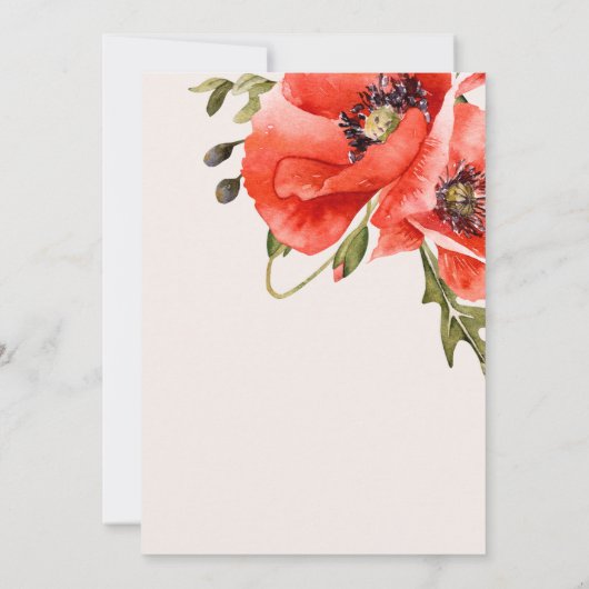 Boho Neutrale Waterverf Poppies Wedding Save The Date (Achterkant)