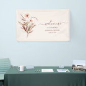 Boho Neutrale Waterverf Wildflower Wedding Banner (Beurs)