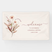 Boho Neutrale Waterverf Wildflower Wedding Banner (Horizontaal)