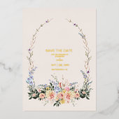 Boho Neutrale Waterverf Wildflower Wedding Folie I Folie Uitnodiging (Voorkant)