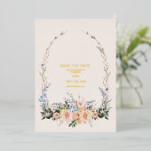 Boho Neutrale Waterverf Wildflower Wedding Folie I Folie Uitnodiging (Staand Voorkant)