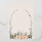 Boho Neutrale Waterverf Wildflower Wedding Folie I Folie Uitnodiging (Achterkant)