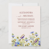 Boho Neutrale Waterverf Wildflower Wedding Invita Kaart (Voorkant)