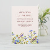 Boho Neutrale Waterverf Wildflower Wedding Invita Kaart (Staand voorkant)