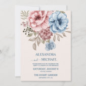 Boho Neutrale Waterverf Wildflower Wedding Invitat Kaart (Voorkant)