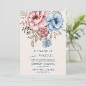 Boho Neutrale Waterverf Wildflower Wedding Invitat Kaart (Staand voorkant)